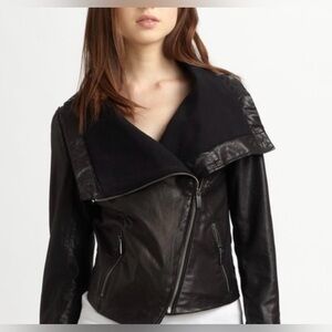 Line sheepskin black Leather Jacket / vest medium